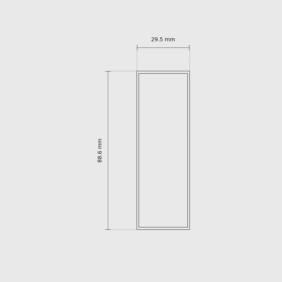 3 × 1 module plan with outside dimensions 88.6 × 29.5 mm.