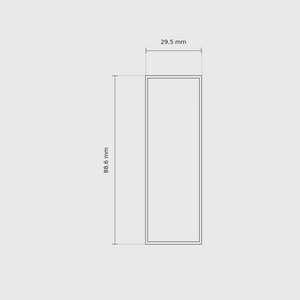 3 × 1 module plan with outside dimensions 88.6 × 29.5 mm.