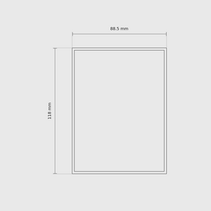 4 × 3 module plan with outside dimensions 118 × 88.5 mm.