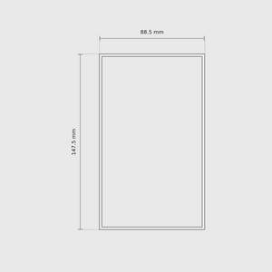 5 × 3 module plan with outside dimensions 147.5 × 88.5 mm.