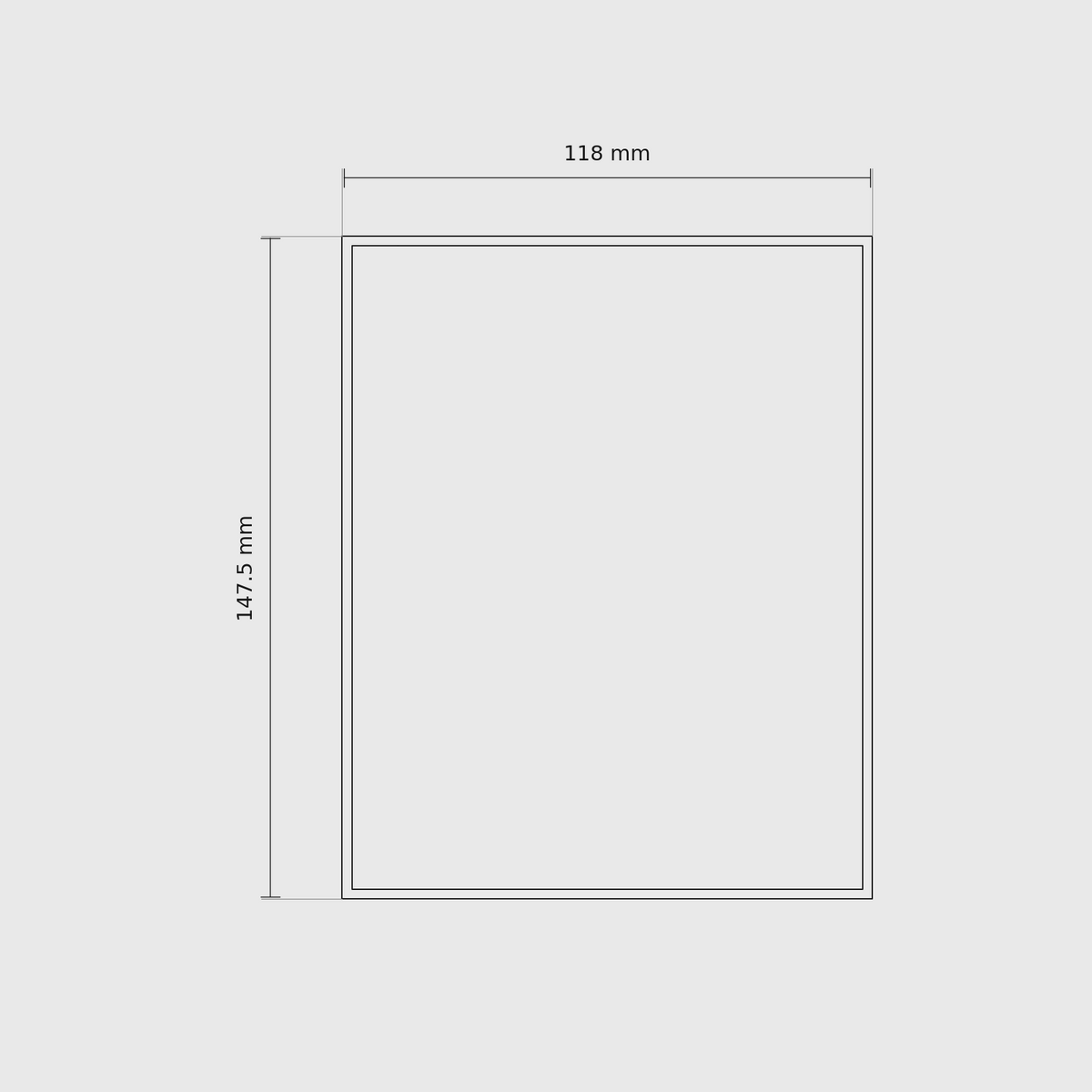 5 × 4 module plan with outside dimensions 147.5 × 118 mm.