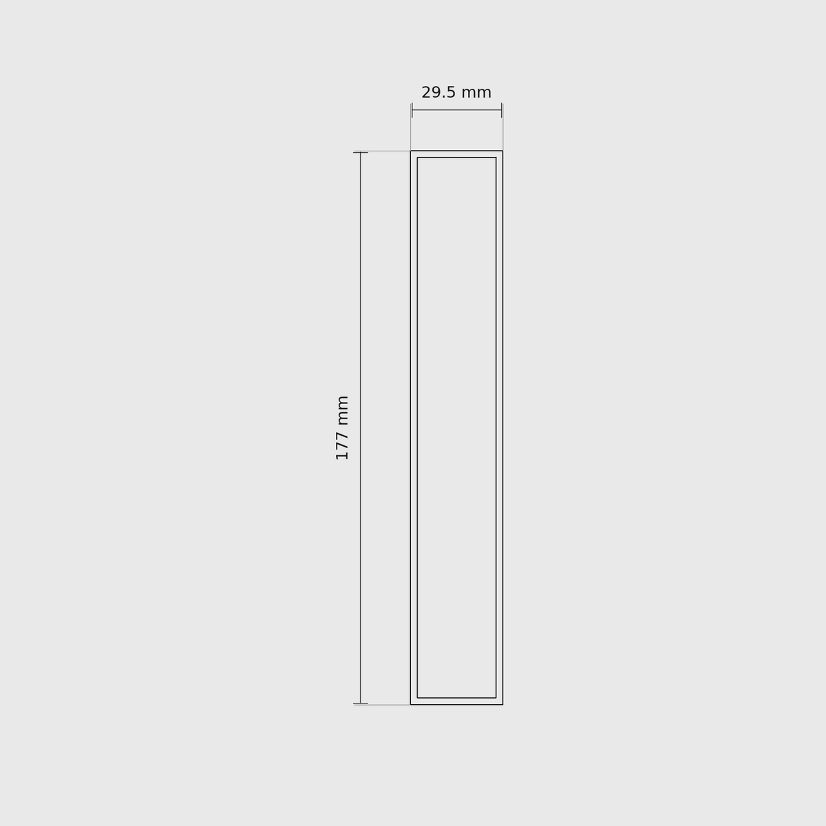 6 × 1 module plan with outside dimensions 177 × 29.5 mm.
