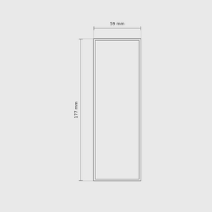 6 × 2 module plan with outside dimensions 177 × 59 mm.