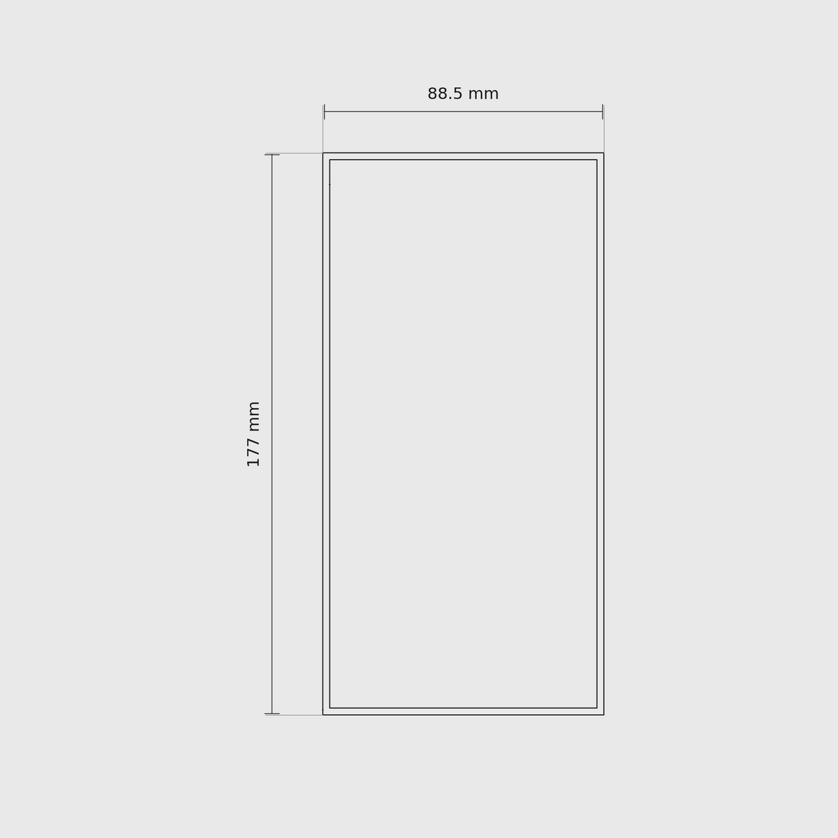 6 × 3 module plan with outside dimensions 177 × 88.5 mm.