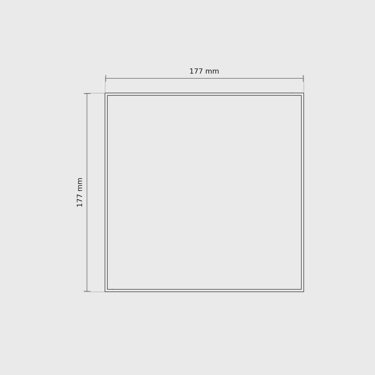 6 × 6 module plan with outside dimensions 177 × 177 mm.