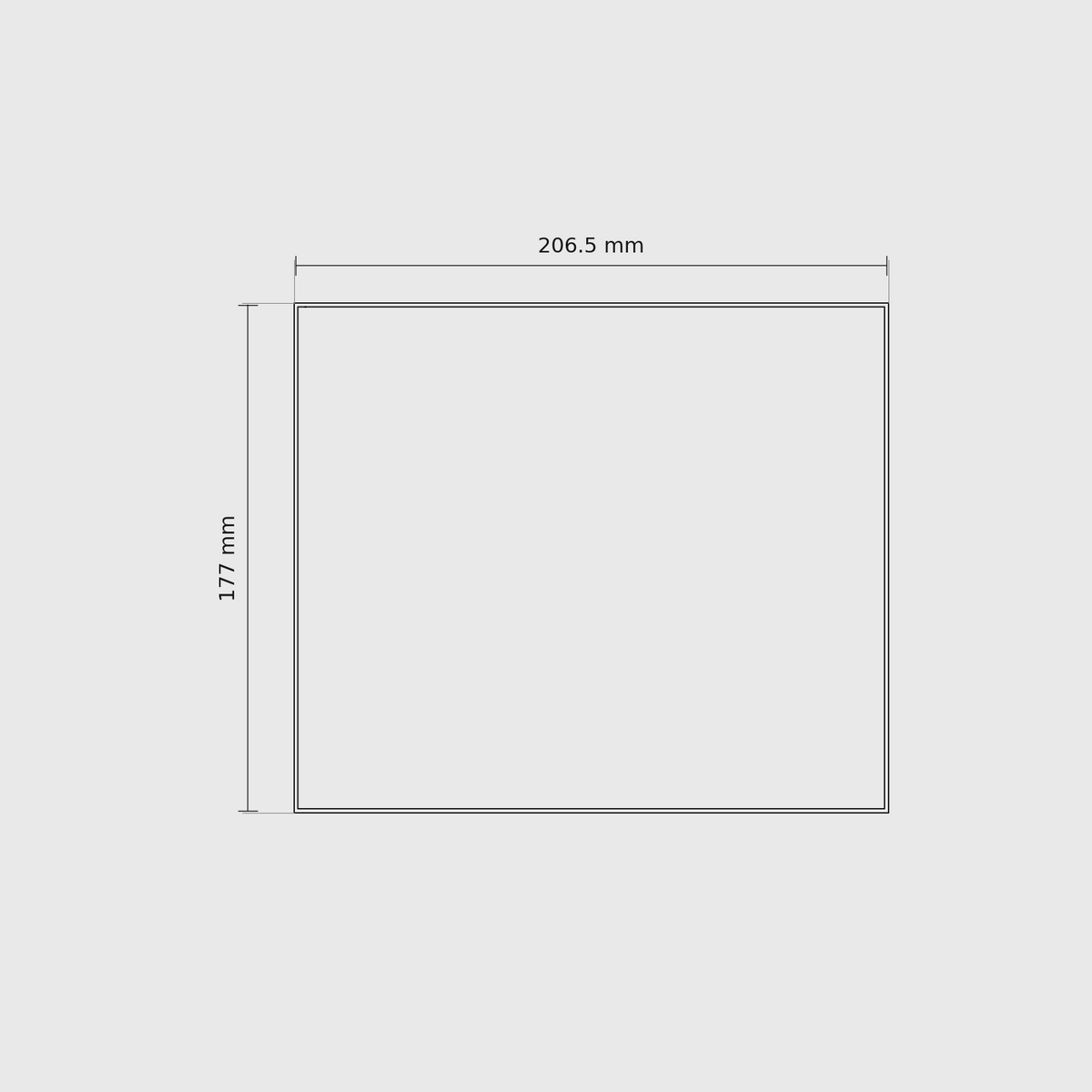 6 × 7 module plan with outside dimensions 177 × 206.5 mm.
