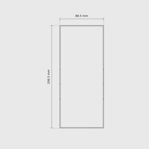7 × 3 module plan with outside dimensions 206.5 × 88.5 mm.
