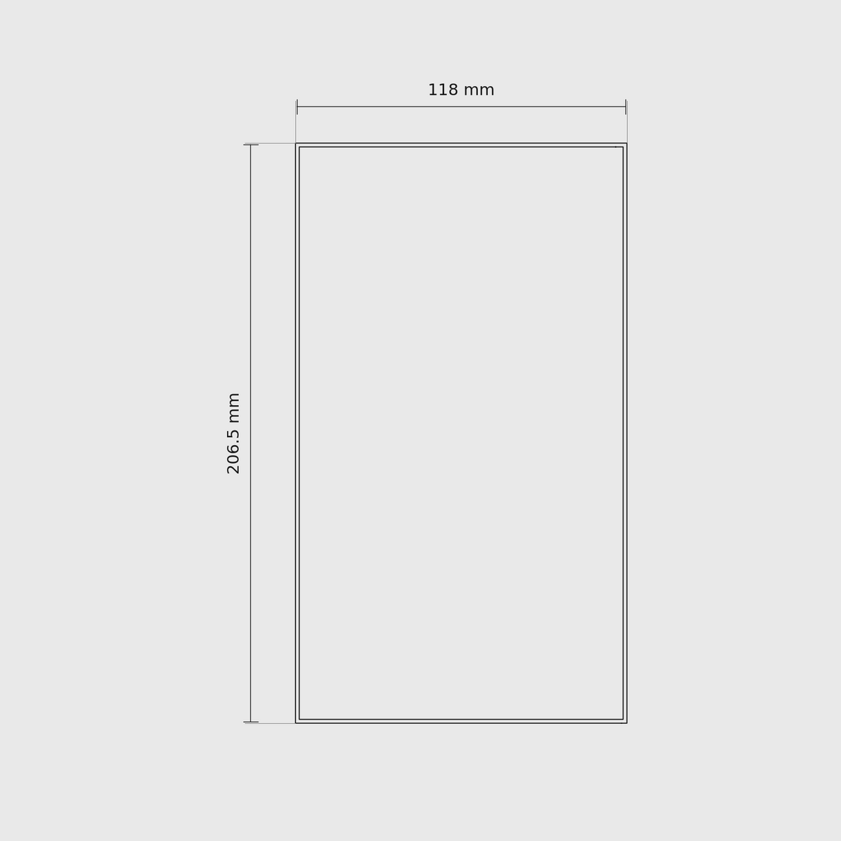 7 × 4 module plan with outside dimensions 206.5 × 118 mm.