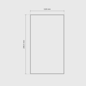 7 × 4 module plan with outside dimensions 206.5 × 118 mm.