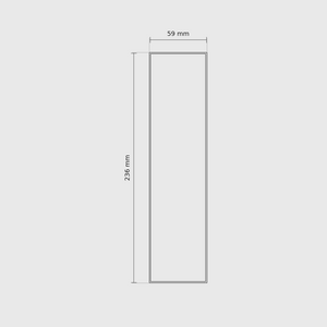 8 × 2 module plan with outside dimensions 236 × 59 mm.