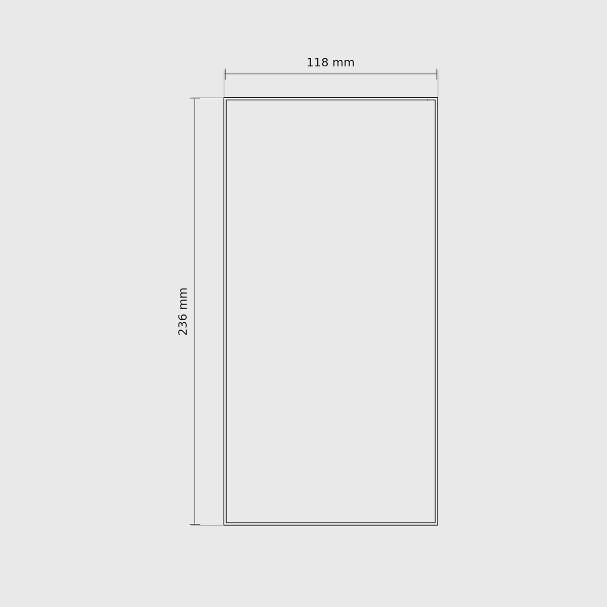 8 × 4 module plan with outside dimensions 236 × 118 mm.