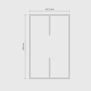 8 × 5 cutlery tray plan with outside dimensions 236 × 147.5 mm.