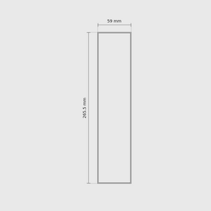 9 × 2 module plan with outside dimensions 265.5 × 59 mm.