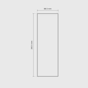 9 × 3 module plan with outside dimensions 265.5 × 88.5 mm.