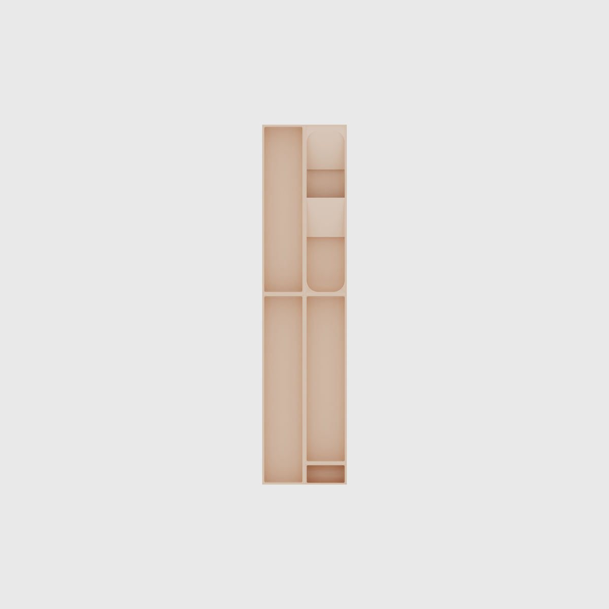 Narrow Core Cutlery Organiser – 501.5x118mm in Army Beige, empty organiser layout.