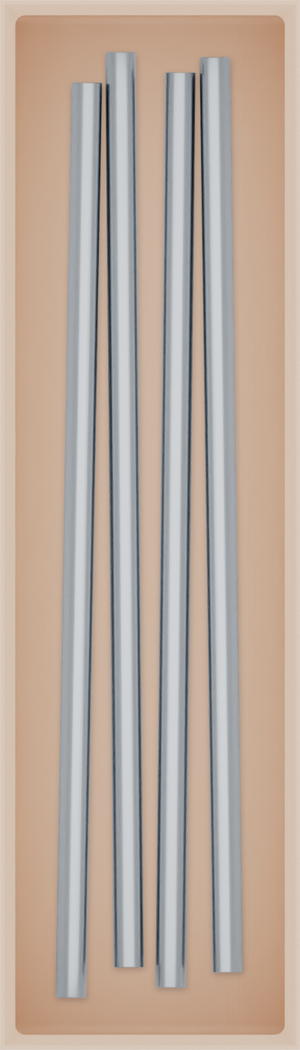 Slim tray organiser – 7×2 (206.5 × 59 mm) in Army Beige, shown with metal drinking straws. Top view.