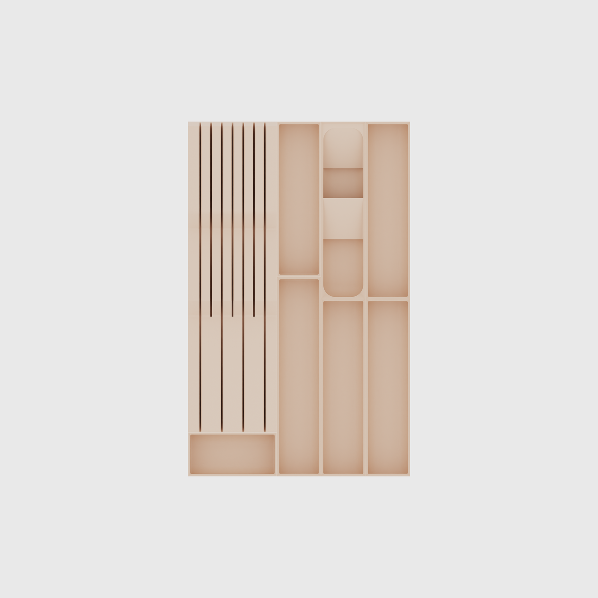 Slim Cutlery & Chef’s Knives Organiser –  472x295mm in Army Beige, empty organiser layout.