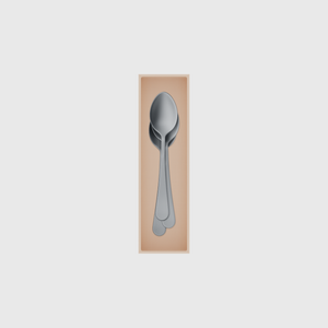 Slim tray organiser – 7×2 (206.5 × 59 mm) in Army Beige, shown with dessert spoons. Top view.