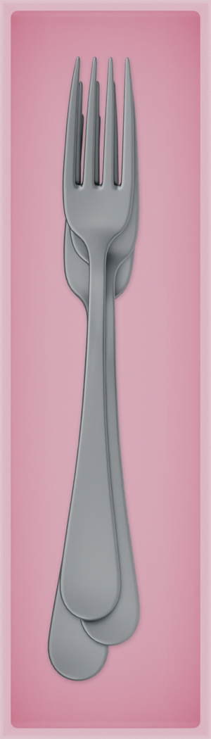Slim tray organiser – 7×2 (206.5 × 59 mm) in Sakura Pink, shown with dessert forks. Top view.