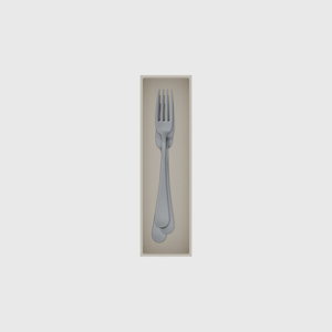 Slim tray organiser – 7×2 (206.5 × 59 mm) in Muted White, shown with dessert forks. Top view.