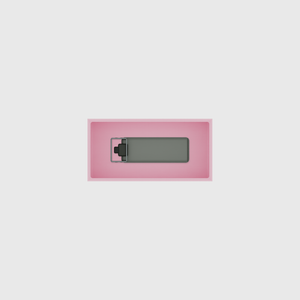 Small tray organiser – 2×4 (59 × 118 mm) in Sakura Pink, shown with a pocket lighter. Top view.