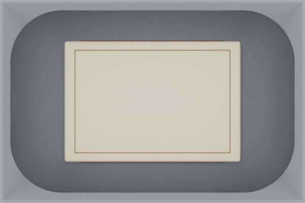 Small tray organiser – 2×3 (59 × 88.5 mm) in Fossil Grey, shown with a matchbox. Top view.
