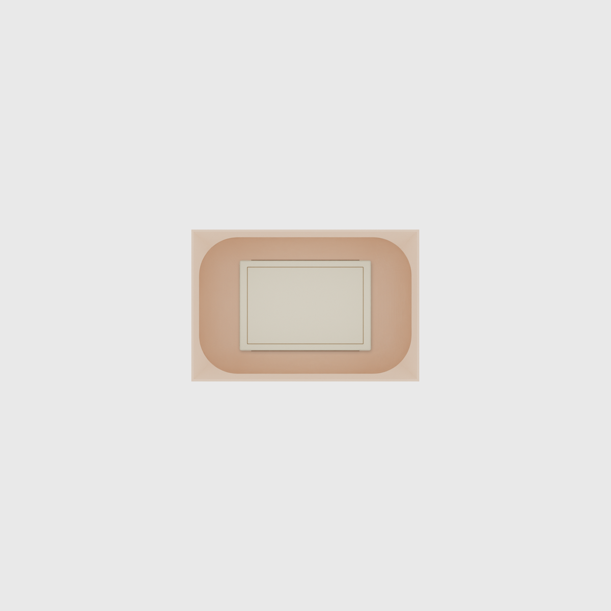 Small tray organiser – 2×3 (59 × 88.5 mm) in Army Beige, shown with a matchbox. Top view.
