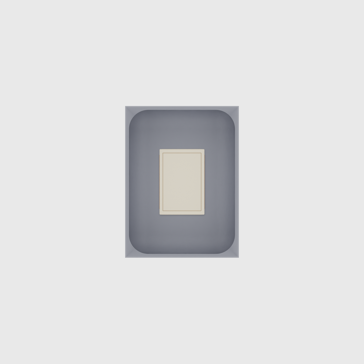 Small tray organiser – 4×3 (118 × 88.5 mm) in Fossil Grey, shown with a matchbox. Top view.