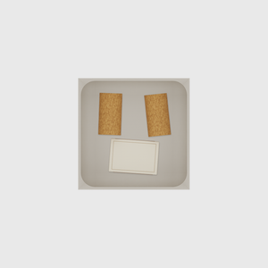 Small tray organiser – 4×4 (118 × 118 mm) in Muted White, shown with a matchbox and 2 wine corks. Top view.