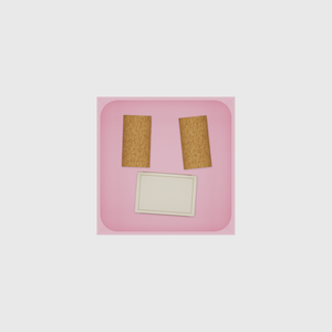 Small tray organiser – 4×4 (118 × 118 mm) in Sakura Pink, shown with a matchbox and 2 wine corks. Top view.