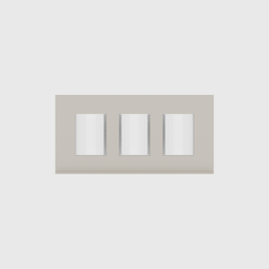 Spice rack organiser – 4×8 (118 × 236 mm) in Muted White, shown with 3 round metal tins. Top view.