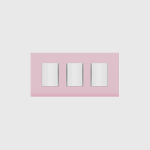 Spice rack organiser – 4×8 (118 × 236 mm) in Sakura Pink, shown with 3 round metal tins. Top view.
