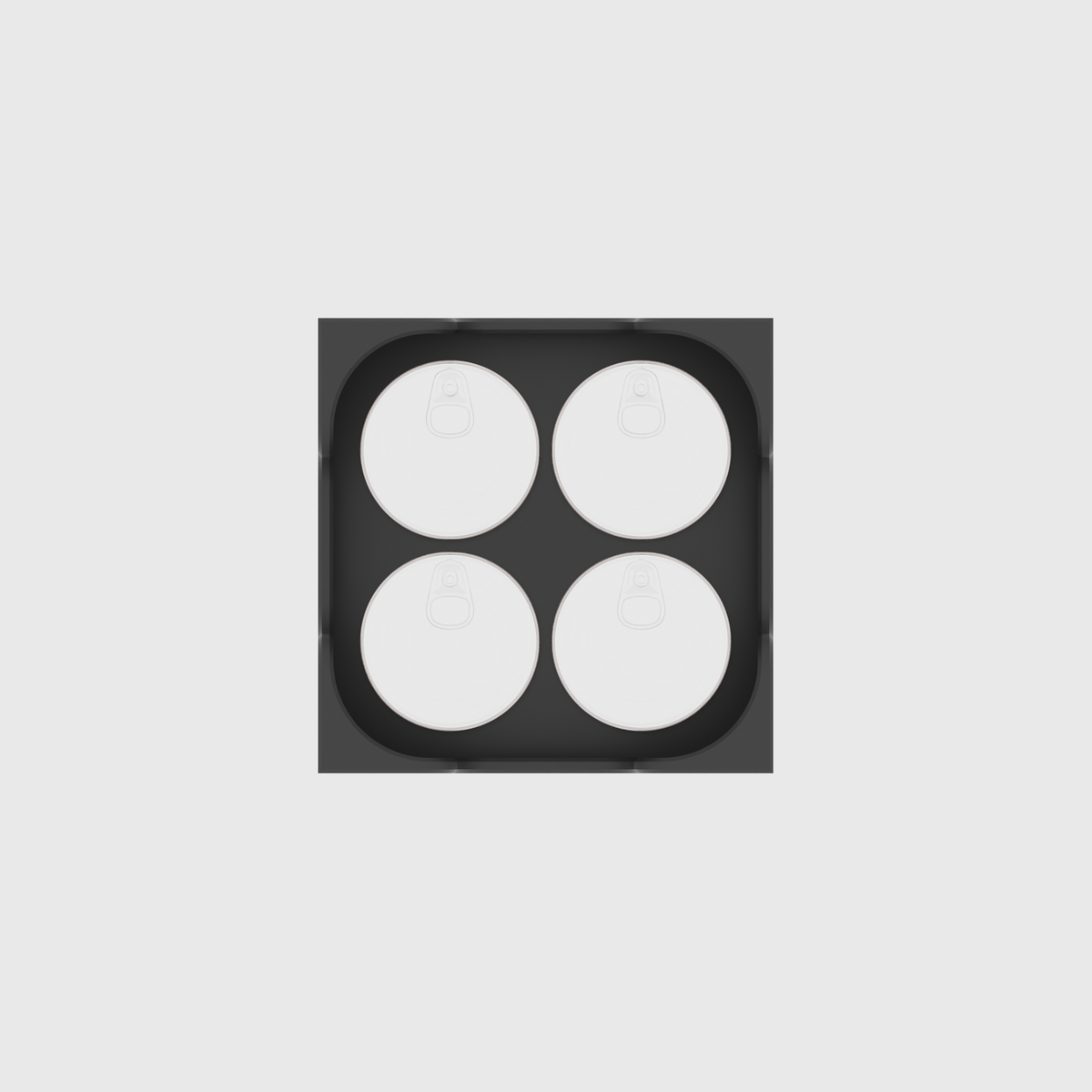 Square Container – 4x4 — example contents in Charcoal Black