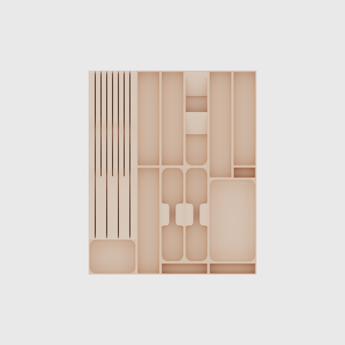 Ultimate Kitchen Essentials Organiser –  501.5x413mm in Army Beige, empty organiser layout.