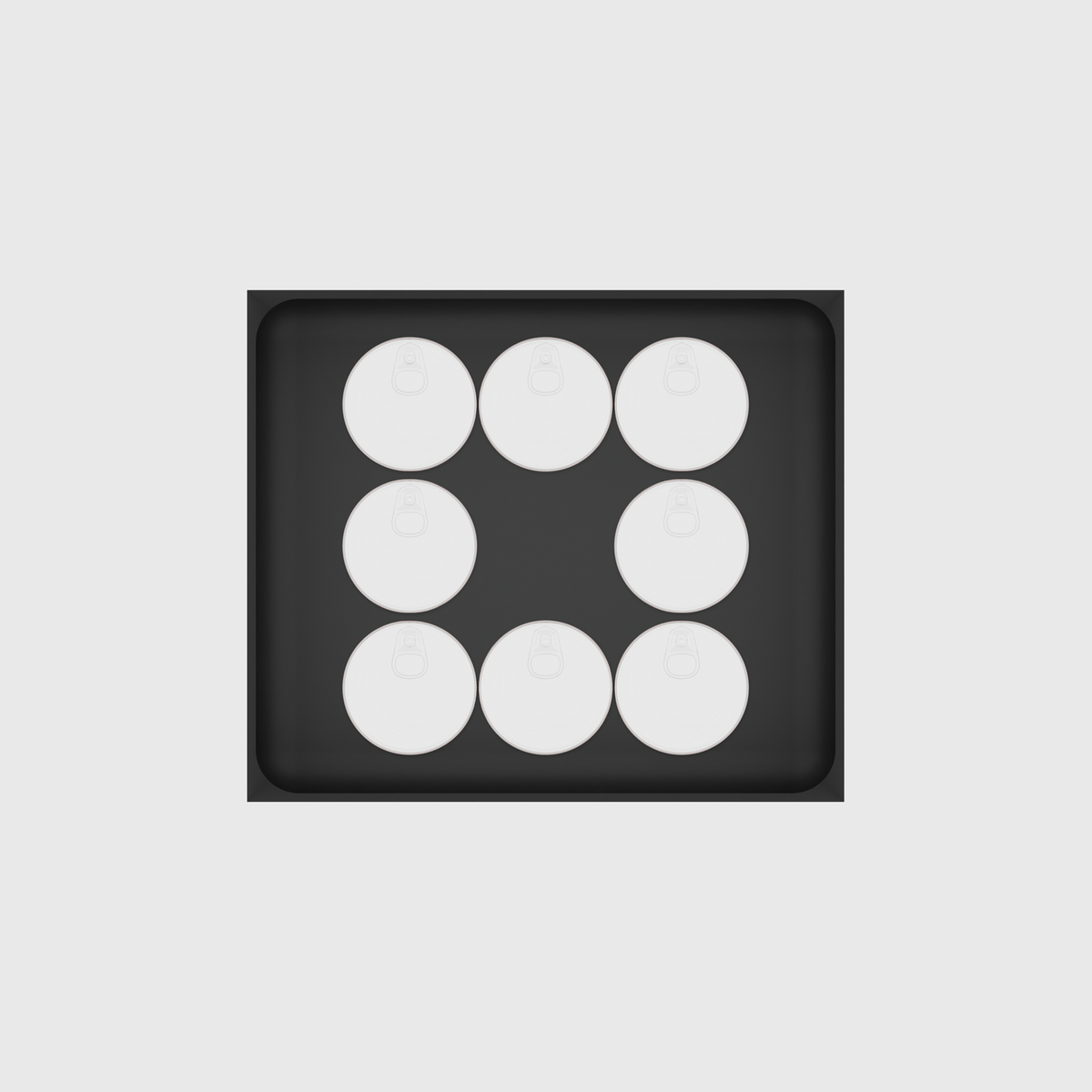 Wide Rectangle Organiser – 6x7 — example contents in Charcoal Black